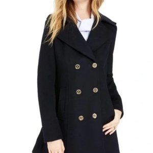 Michael By Michael Kors Black Double Breasted Wool Pea Coat